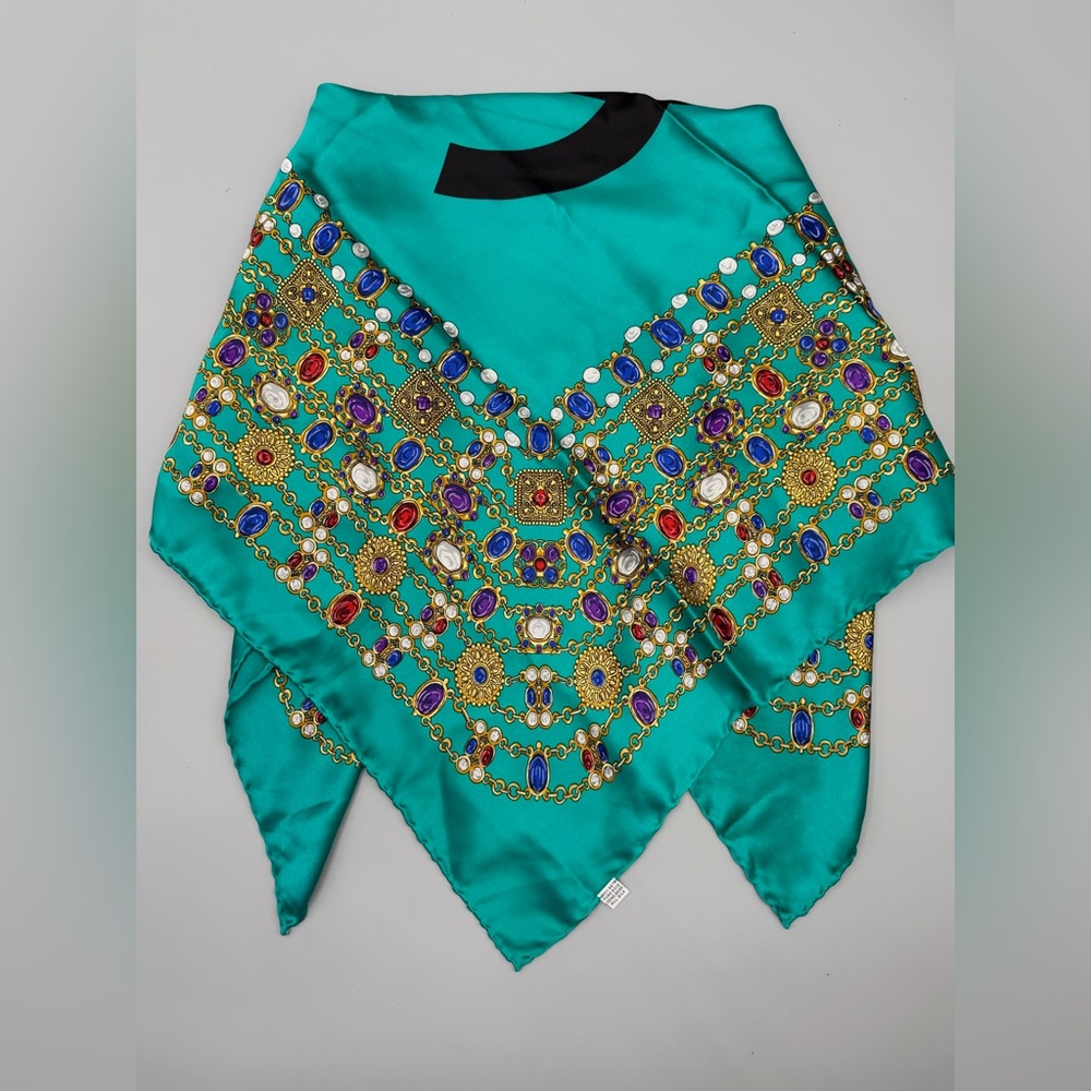 Chanel CC Teal Jewels Silk Scarf - Picture 3 of 9